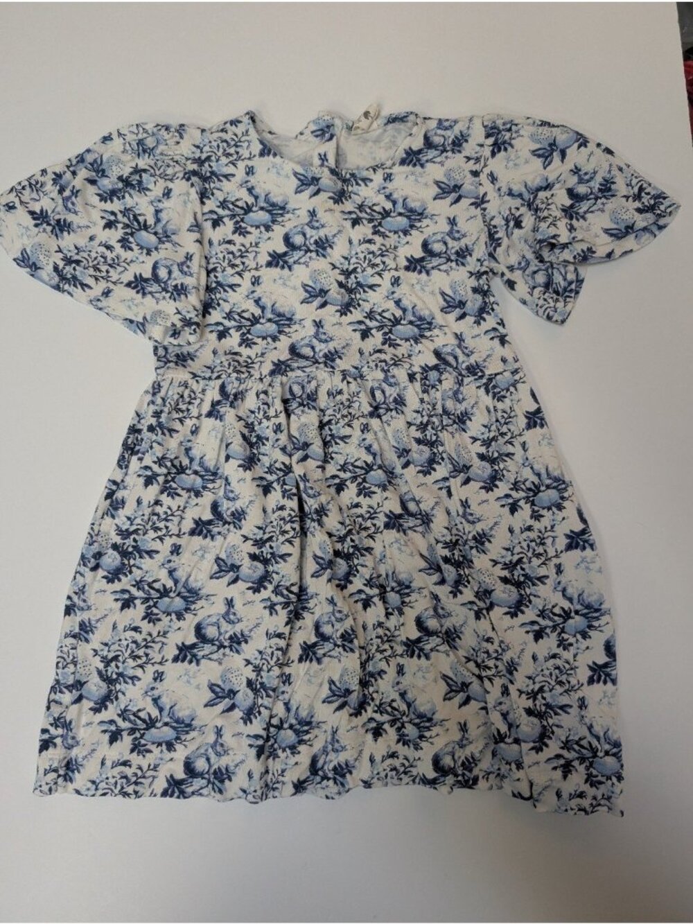 Kate Quinn Bamboo Blue Bunnies and Eggs Bell Sleeve Dress 2T Floral